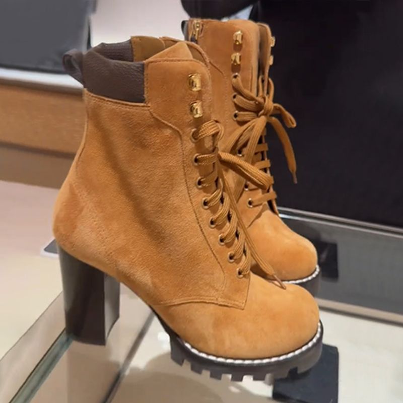 2026 New Designer Star Trail Ankle Boots Women High Heels Boot Classic Martin Desert Boots Girls Lady Suede Leather Boots Print Letter Platform Boot Shoes 013 - 2 of 8