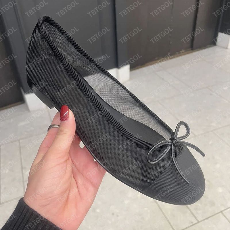 2026 Womens Designer Shoes Ballet Flats Loafers Mesh Dress Shoes Dolly Heels Ballerine Flat Pumps Fashion Bow Sandals Slides Bridal Wedding Shoes 1057 - 5 of 8
