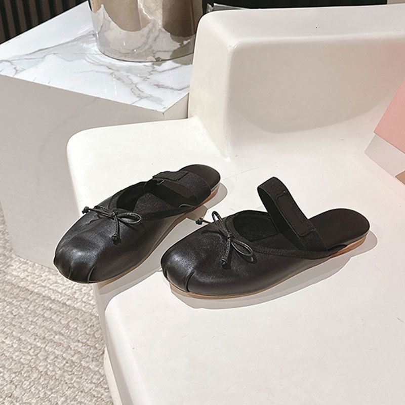 Fashion Girls Pink Satin Ballet Flats Ballerinas Luxury Bow Silk Mary Janes Leather Mules Round-toe Dress Shoes 1062 - 1 of 8