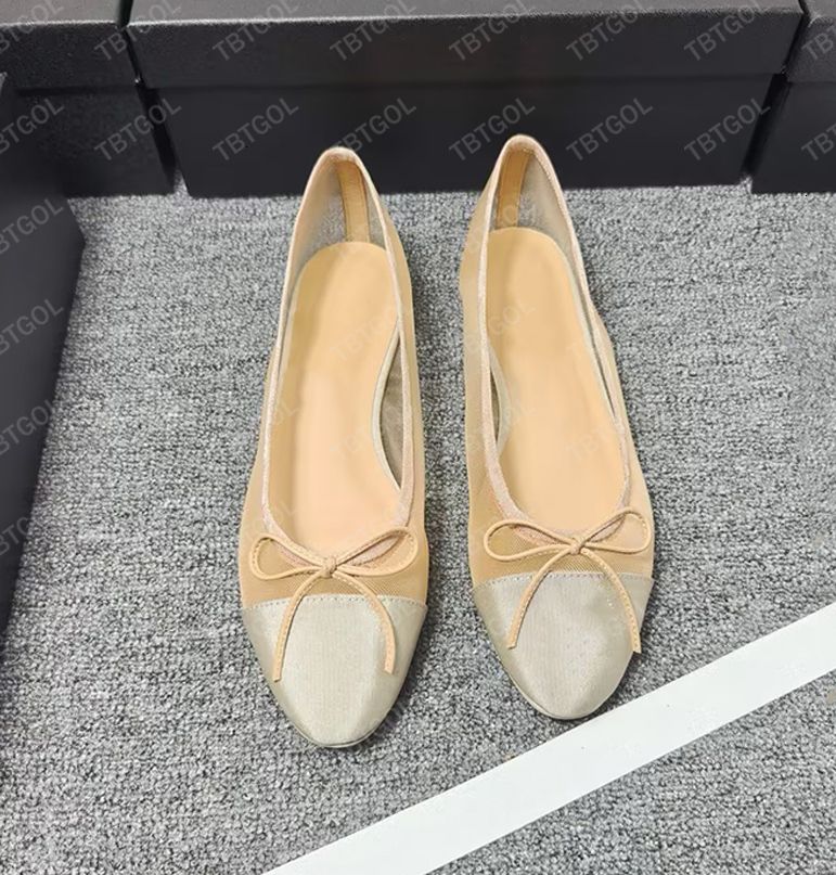 Free Shipping Mesh Flats Designer Ballerine Shoes Classic Women Bow Sandals Slides Fashion Ballet Flat Summer Party Dress Shoes 1057 - 2 of 8