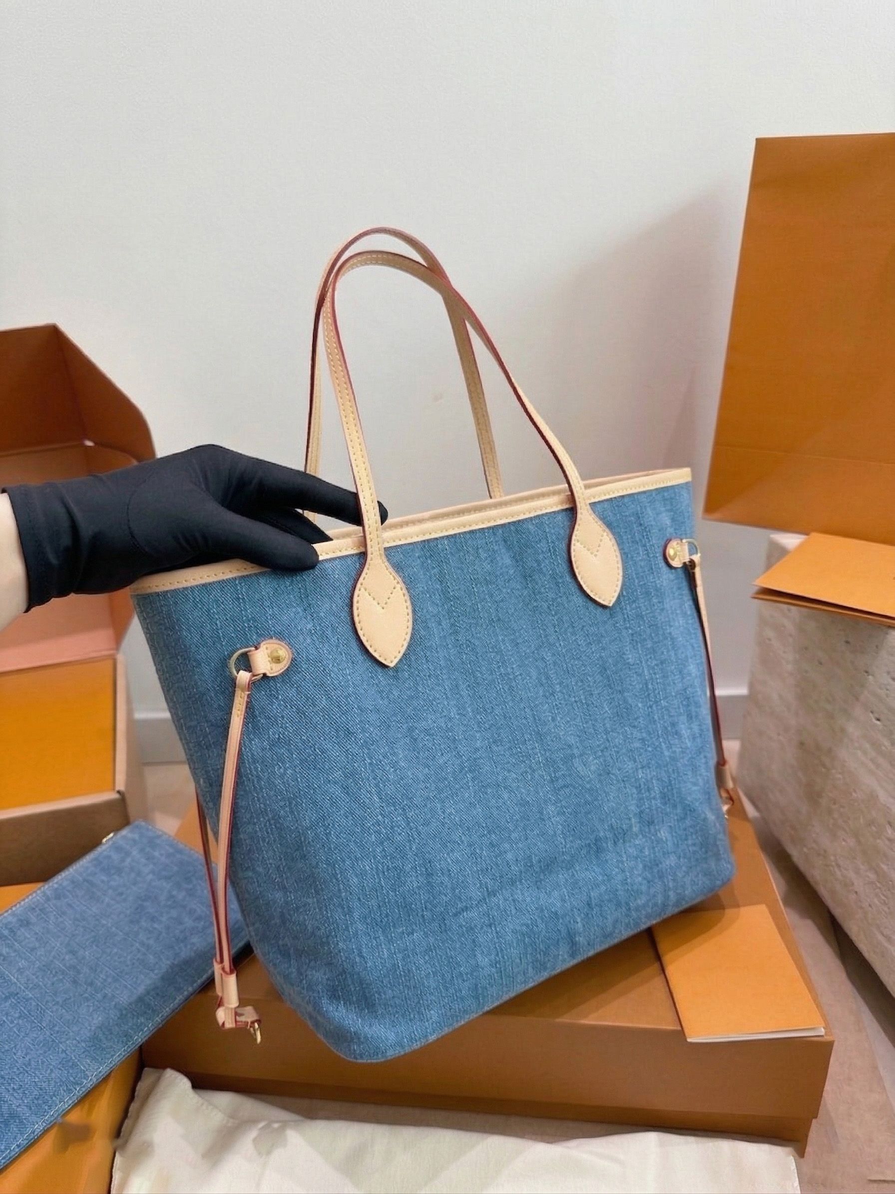 Designer High Quality Blue Denim Tote Bags Retro Women Shoulder Bag Fashion Crossbody Purses Classic Bucket Bag Backpack Wholesale Handbags Womens Purse PRPU - 2 of 8