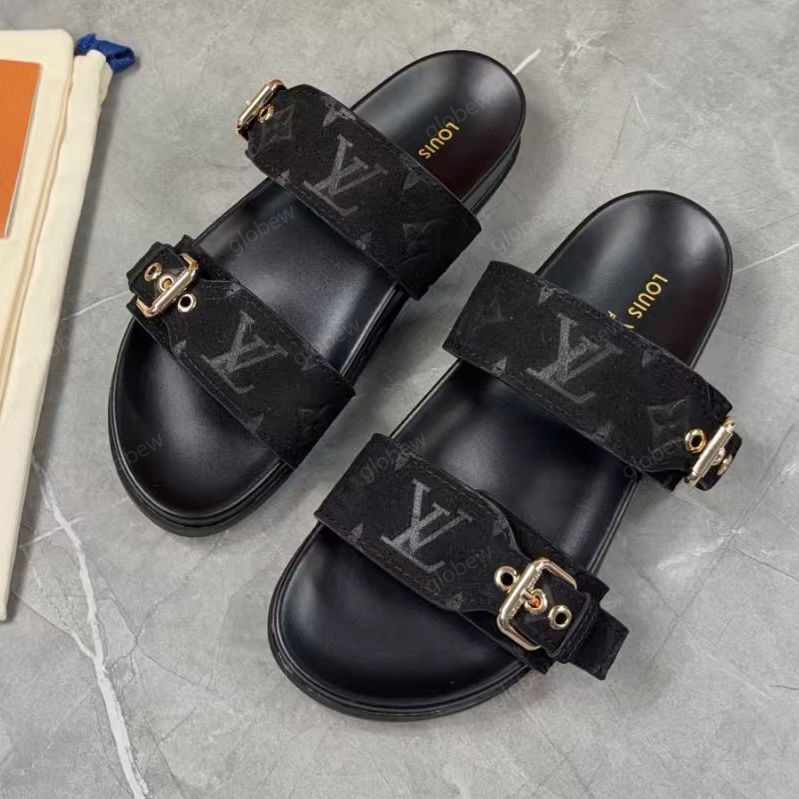 Designer Slippers sandals Men and Women brown slides Genuine Leather Casual Shoes summer beach gladiator Mules hasp Womantop quality Flat Slide Designer sandal - 2 of 8