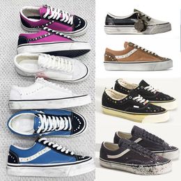 Free Shipping Designer Classic Pearlized Canvas Shoes Men Sneakers Women Old Skools Shoes Pearl Retro Skate Flats Scarpe Plate-forme Trainers Casual Shoes 1083 - guangzhoubuy