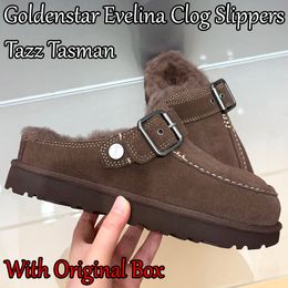 Designer Shoe Goldenstar Evelina Clog Slippers Women Men Tasman Slides Bailey Bow Tazz Boots Suede Furry Lined Buckle Strap Fall Driftwood Chestnut Sand Winter Shoe