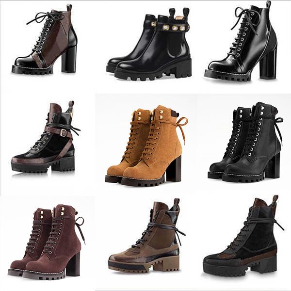2026 Designer Star Trail Ankle Boots Martin Desert Boot High Heels Boots Women Leather Boots Vintage Print Jacquard Textile Fashion Platform Suede Boot Shoes 013 - Shoes & Accessories - guangzhoubuy