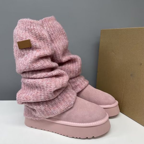 Classic Mini Dipper Boots Wool Over The Knee Boots Womens Puffer Boot Winter Sock Boots Wool Platform Boots Warm Wear Stretch Seam 960 - Shoes & Accessories - guangzhoubuy