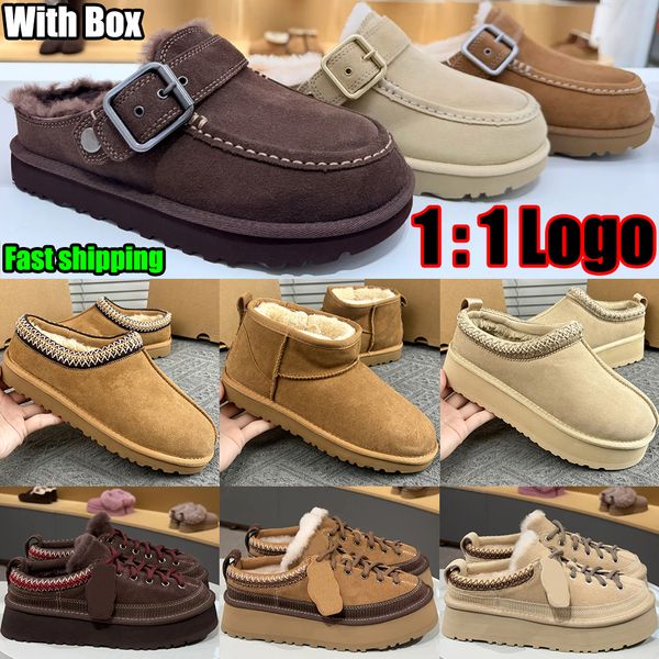 Designer Shoe Goldenstar Evelina Clog Slippers Women Men Tasman Slides Bailey Bow Tazz Boots Suede Furry Lined Buckle Strap Fall Driftwood Chestnut Sand Winter Shoe - Shoes & Accessories - guangzhoubuy