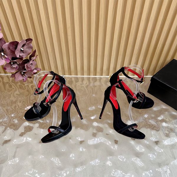 Designer Fashion Women Pointed Toe Dagger Stiletto Sandals Open Heel Suede High Heels Summer Open Heel High Heels 998 - Fashion Collection - guangzhoubuy