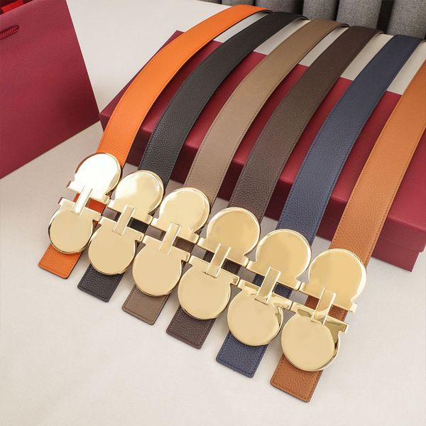 Mens Woman Belt Luxury Genuine Leather Belts Golden Silver Smooth Buckle 3.5cm 3.8cm Width Man Woman Waistband Lychee Texture 16 Model Optional Waist Girdle - Fashion Accessories - guangzhoubuy