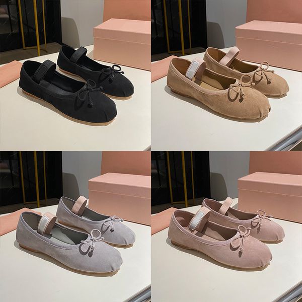 Designer Loafers Ballet Flat Shoes Women Leather Sandals Butterfly Soft Sole Suede Sneaker Elastic Band Shallow Mouth Mary Janes Casual Shoes 1062 - Shoes & Accessories - guangzhoubuy
