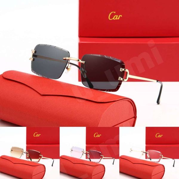 Luxury Designer Sunglasses Panthere Santos Rimless Metal Frame Titanium Gold Tone Leopard Claw Detail UV400 Protection Fashion Eyewear For Men Women With Box - Fashion Accessories - guangzhoubuy