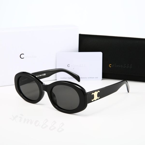 Designer Sunglasses Black Acetate Frame Dark Gray Lens Sunglasses For Women UV400 Nylon Lenses Polished Metal Luxury Sunglasses Oval Cat Eye Glasses - Bags, Shoes & Accs - guangzhoubuy