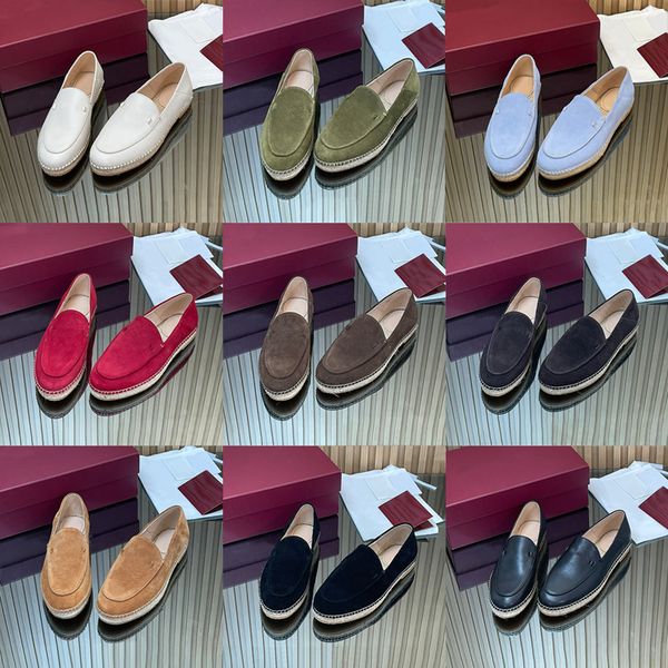 2026 New Women's Chic Espadrille Flats Designer Loafers Straw Woven Slip-On Slippers Soft Suede Leather Casual Summer Shoes 1034 - Shoes & Accessories - guangzhoubuy