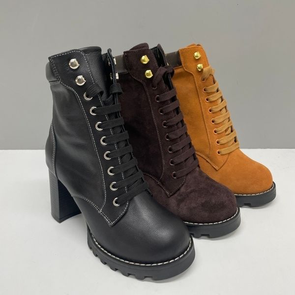 High Heel Boots Suede Calf Leather Winter Boots Camel Brown Ankle Boot Over Knee Boot Woman Martin Designer Classic New Vintage Print High Quality Letter Outsoles 013 - Shoes & Accessories - guangzhoubuy