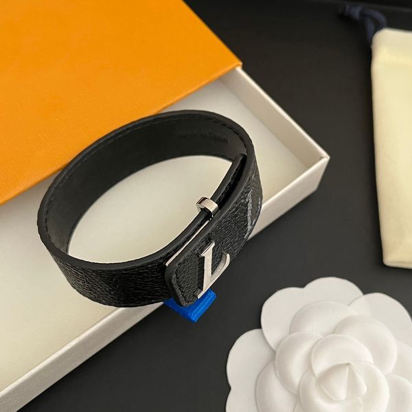 Luxury Men Leather Bracelet Bangle Black With Womens Birthday Gifts Bangle Hand Jewelry Christmas Fashion Style Gift Bracelet - Jewelry - guangzhoubuy